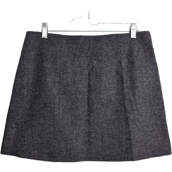 Prana Quincy Skirt Grey Coal Wool Blend Wrap Buckle Closure Plaid Lining Size M - Picture 5 of 9